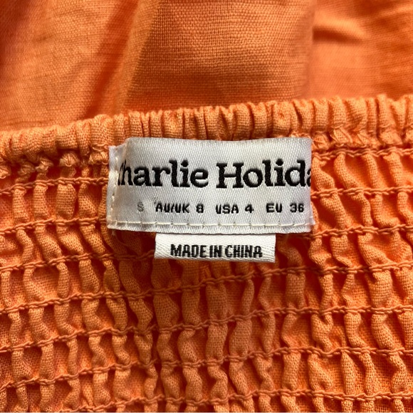 Charlie Holiday Sonny Knot Front Orange Mini Dress size 4 - Picture 9 of 10